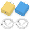 Picture of iPhone Charger [Apple MFi Certified] 2 Pack 20W PD USB C Wall Fast Charger Adapter with 2 Pack 6FT Type C to Lightning Cable Compatible with iPhone 14 13 12 11 Pro Max XR XS X,iPad（Blue+Yellow）