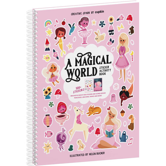 Picture of A Magical World Princess Coloring Book with 500+ Stickers & 12 Scenes by Cupkin - Side by Side Activity Book Design - Fun Girly Sticker Books for Girls 2-4 - Also Great for Kids Age 4-8, 8-10 or 12+