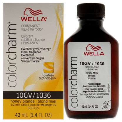 Picture of WELLA Color Charm Permanent Liquid Hair Color for Gray Coverage, 10GV Honey Blonde