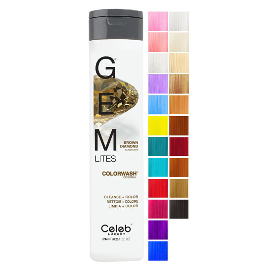 Picture of Celeb Luxury Gem Lites Colorwash, Professional Semi-Permanent Hair Color Depositing Shampoo, Brown Diamond