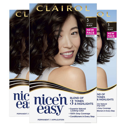 Picture of Clairol Nice'n Easy Permanent Hair Dye, 3 Brown Black Hair Color, Pack of 3