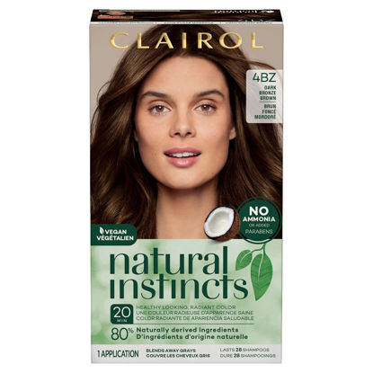 Picture of Clairol Natural Instincts Demi-Permanent Hair Dye, 4BZ Dark Bronze Brown Hair Color, Pack of 1