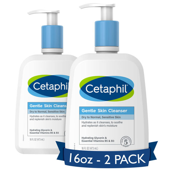 Picture of Cetaphil Face Wash, Hydrating Gentle Skin Cleanser for Dry to Normal Sensitive Skin, NEW 16 oz 2 Pack, Fragrance Free, Soap Free and Non-Foaming