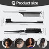 Picture of SWEET VIEW 3 Pcs Slick Back Hair Brush Set with 1 Pcs Edge Brush 1 Pcs Bristle Hair Brush 1 Pcs Rat Tail Comb, Teasing Brush for Smoothing Baby Hair & Flyaways - Black