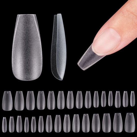 600pc Mid French Nail Tips Square Shape False Fingernail Manicure Acrylic  Gel DIY Fake Nails Long Nails Artificial Extensions - Etsy