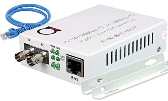 Picture of Multimode ST Gigabit Fiber Media Converter - Built-in ST Fiber Module 550 m (0.34 Miles) 850 nm - to UTP Cat5e 10/100/1000 RJ-45 - Auto Sensing Gigabit or Fast Ethernet - Jumbo Frame - LLF Support