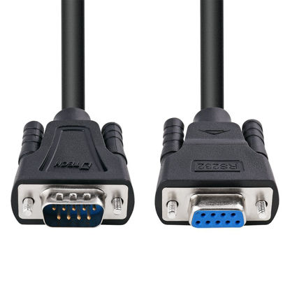 Picture of DTech 15ft COM Port Serial Cable Male to Female RS232 Extension 9 Pin Straight Through Cord