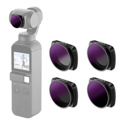 Picture of Neewer Magnetic ND/PL Filter Kit Compatible with DJI Osmo Pocket 2 / Osmo Pocket 1 Camera-4-Pack, ND8/PL, ND16/PL, ND32/PL, ND64/PL Filter, Made of Optical Glass and Aviation Aluminum Frame (Black)