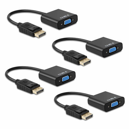 Picture of Ankey Display Port to VGA Adapter,4 Pack Gold-Plated DisplayPort DP to VGA Converter (Male to Female) for Computer, Desktop, Laptop, PC, Monitor, Projector, HDTV (Black)