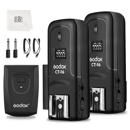 Picture of Godox CT-16 Wireless Radio Flash Trigger Receiver Kit,Fit Compatible for Canon Nikon Pentax DSLR Camera Studio 3-in-1 Flash Transmitter and Receiver