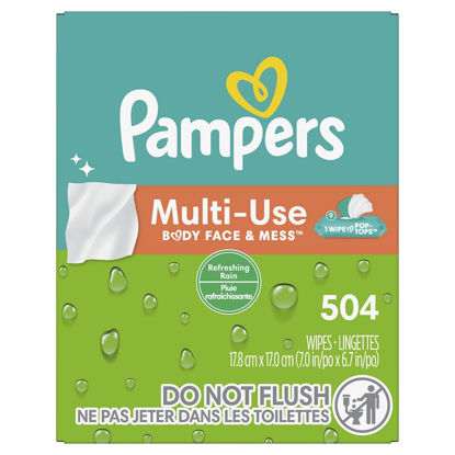 Picture of Pampers Baby Wipes Multi-Use Refreshing Rain 9X Pop-Top Packs 504 Count