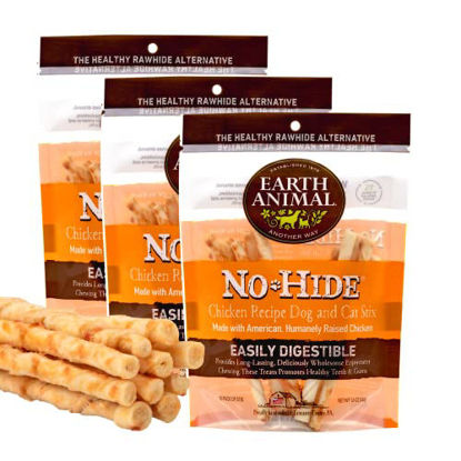 Picture of EARTH ANIMAL No Hide Stix Chicken Flavored Natural Rawhide Free Dog Chews Long Lasting Dog Chew Sticks | Dog Treats for Small Dogs and Cats | Great Dog Chews for Aggressive Chewers