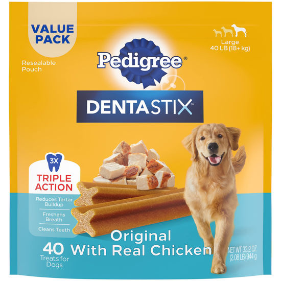 Picture of PEDIGREE DENTASTIX Large Dog Dental Treats Original Flavor Dental Bones, 2.08 lb. Value Pack (40 Treats)