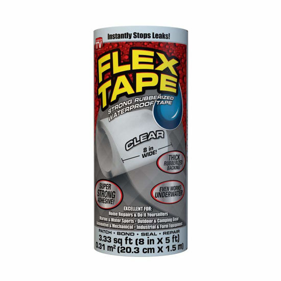 Flex Tape Rubberized Waterproof Tape, 8 inches x 5 Feet, Clear
