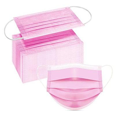 Picture of DC-BEAUTIFUL 100 Pcs Pink Disposable 3 Ply Earloop Face Masks,Fit for Adults