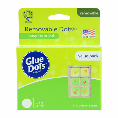 Picture of Glue Dots, Removable Dots Value Pack, Double-Sided, 1/2", .5 Inch, 600 Dots, DIY Craft Glue Tape, Sticky Adhesive Glue Points, Liquid Hot Glue Alternative, Clear