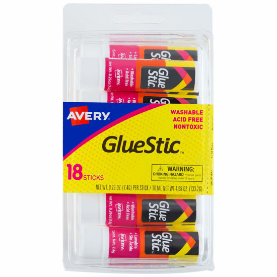 Picture of Avery Glue Stick White for Arts and Crafts, Washable, Nontoxic, 0.26 oz. Permanent Glue Stic, 18pk (98001)