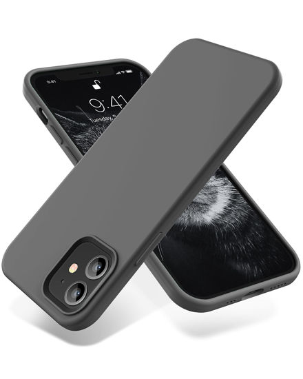 Picture of OTOFLY Compatible with iPhone 12 Case, Compatible with iPhone 12 Pro Case,[Silky and Soft Touch Series] Premium Soft Liquid Silicone Rubber Full-Body Protective Bumper Case for iPhone 12(Space Gray)