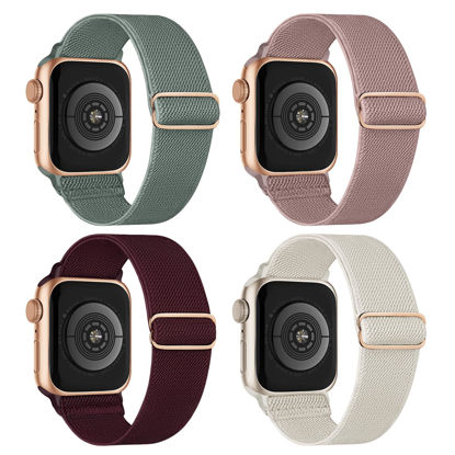 Picture of Stretchy Nylon Solo Loop Compatible with Apple Watch Band 38mm 40mm 41mm 42mm 44mm 45mm 49mm, Adjustable Braided Sport Elastic Wristbands Women Men Straps for iWatch Series Ultra/8/7/6/5/4/3/2/1/SE