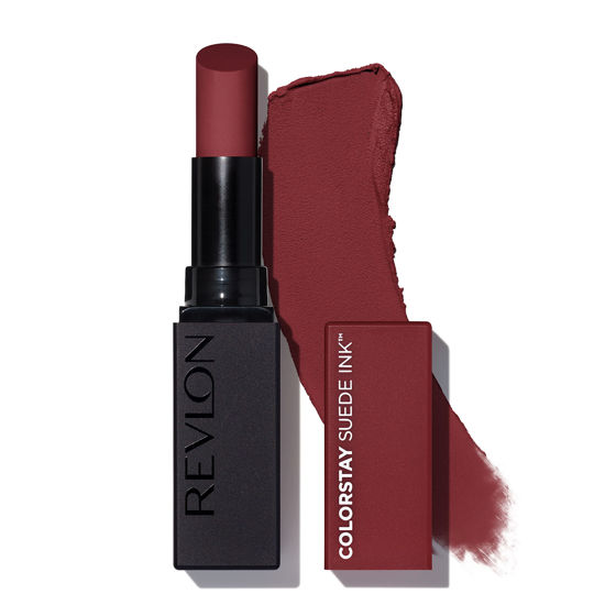 Picture of REVLON Lipstick, ColorStay Suede Ink, Built-in Primer, Infused with Vitamin E, Waterproof, Smudgeproof, Matte Color, 019 In the Zone (Pack of 1)