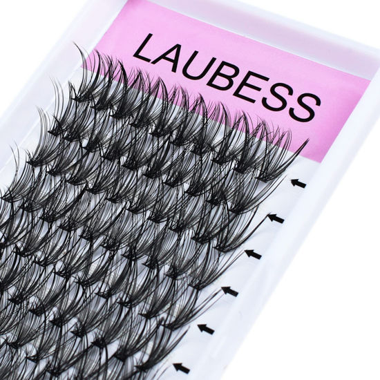 Picture of Lash Clusters Extensions D Curl 30D DIY Eyelash Extension Natural Look 3D Effect Long DIY Individual Lash Extensions Black False Eyelashes 120pcs (30D-0.07D, 15mm)