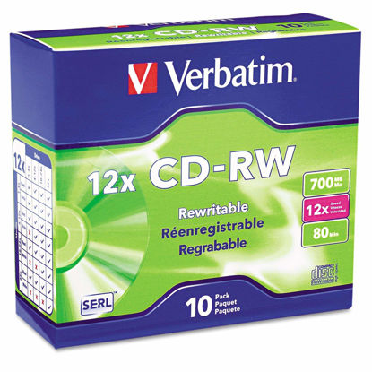 Picture of VTM95156 - VERBATIM 95156 700MB 80-Minute 4x-12x High-Speed Branded CD-RWs, 10 pk