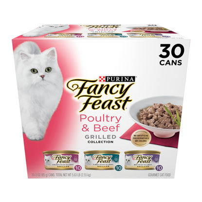 Picture of Purina Fancy Feast Grilled Wet Cat Food Poultry and Beef Collection Wet Cat Food Variety Pack - (30) 3 oz. Cans