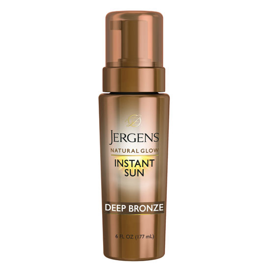 Picture of Jergens Natural Glow Instant Sun Body Mousse, Self Tanner for Deep Bronze Tan, Sunless Tanning Body Bronzer, Natural Looking Fake Tan, 6 Ounce