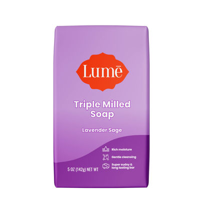 Picture of Lume Triple Milled Soap - Rich Moisture & Gentle Cleansing - Paraben Free, Phthalate Free, Skin Safe - 5 ounce (Lavender Sage)