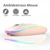 Picture of Uiosmuph LED Wireless Mouse, G12 Slim Rechargeable Wireless Silent Mouse, 2.4G Portable USB Optical Wireless Computer Mice with USB Receiver and Type C Adapter (Nude Pink)