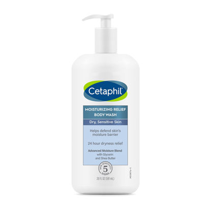 Picture of Cetaphil Body Wash, NEW Moisturizing Relief Body Wash for Sensitive Skin, Creamy Rich Formula Gently Cleanses and Gives 24 Hr Relief to Dry Skin,Hypoallergenic, Fragrance Free, 20 oz