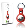 Picture of Flexible Leather Apple Air Tag Keychain, Fully Fited Air Tag. Holder Keychain with Protective Cover (Red)