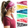 Picture of YONUF Boho Headbands For Women Fashion Wide Headband Yoga Workout Head Bands Hair Accessories Elastic Tie Dye Band 6 Pack