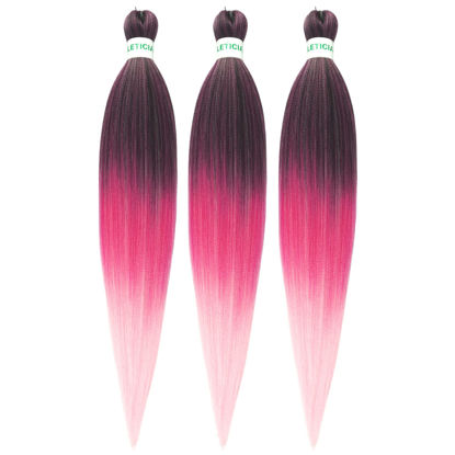 Picture of Ombre Pink Braiding Hair Pre stretched Box Braiding Hair Kanekalon Human Braiding Hair