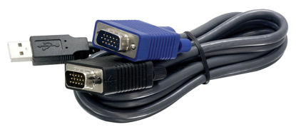 Picture of TRENDnet 2-in-1 USB VGA KVM Cable, TK-CU10, VGA/SVGA HDB 15-Pin Male to Male, USB 1.1 Type A, 10 Feet (3.1m), Connect Computers with VGA and USB Ports, USB Keyboard/Mouse Cable & Monitor Cable Black