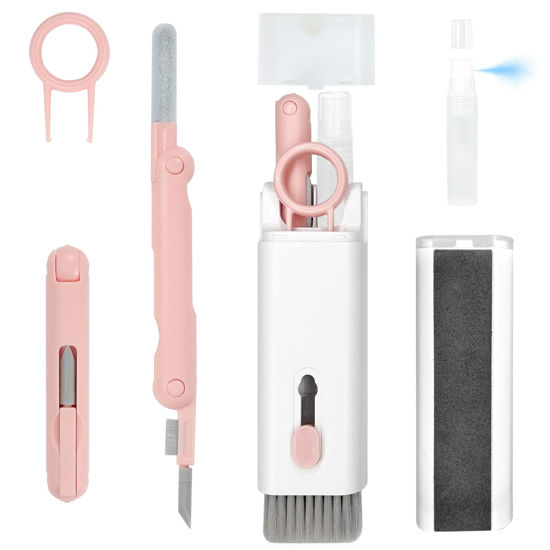 Picture of Laptop Screen Keyboard Cleaner Kit, Electronics Cleaning Tool for MacBook iPad iPhone Cell Phone, Brush Tool for Tablet, Computer Camera, PC Monitor,New plastic shatterproof spray bottle. (Light Pink)