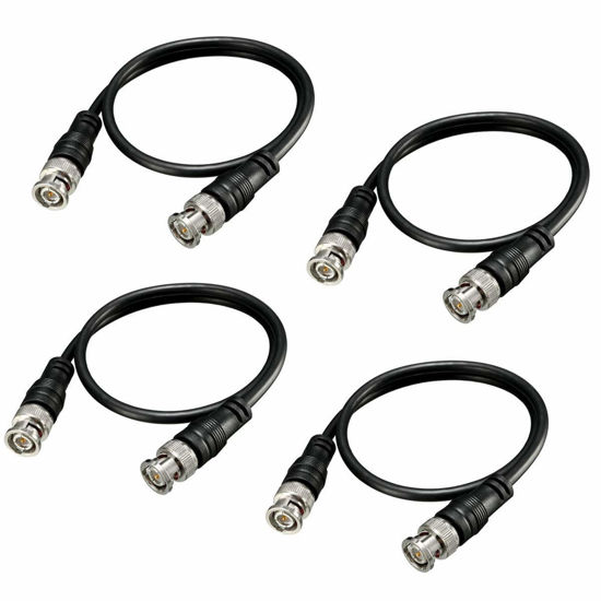 Picture of BeElion 4-Pack BNC M/M Connector Cable (1.6ft/20") - BNC Male to BNC Male Video Coaxial Extension Cable for CCTV Video Transmission Systems