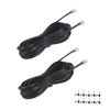 Picture of 25FT Telephone Extension Cord Cable, Landline Phone Line Wire with RJ11 6P4C Plugs, Includes Cable Clips - Black - 2 Pack