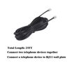 Picture of 25FT Telephone Extension Cord Cable, Landline Phone Line Wire with RJ11 6P4C Plugs, Includes Cable Clips - Black - 2 Pack