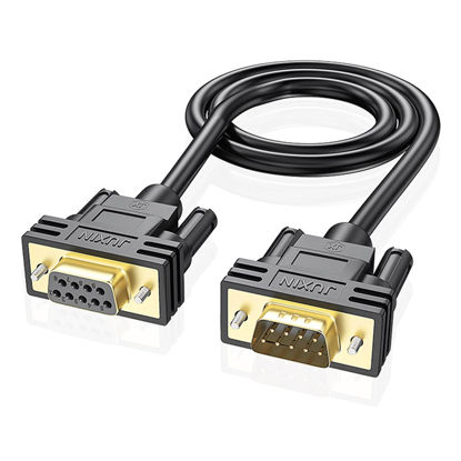 Picture of JUXINICE Copper Wire Db9 Extension Serial Cable Male to Female,Double Shielded with foil & Metal Braided,Gold Plated D-SUB 9 Pin Serial Cable RS232/RS485 Cable-Black 10ft