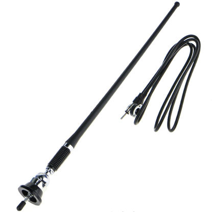 Picture of NC 16.9 Inch Car FM AM Radio Antenna, Flexible Mast Radio FMAM Antenna Universal Car Stereo Auto Roof Fender Radio AM FM Wing Mount Signal Aerial Antenna with Antenna Extension Cable