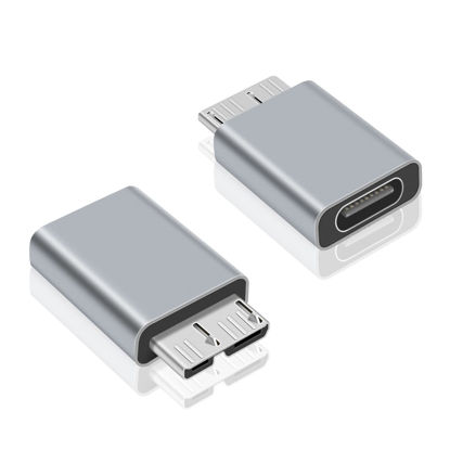 Picture of Poyiccot USB C to Micro B Adapter, Type C to Micro B Cable Adapter, 2Pack Micro B to USB C 3.1 Adapter for Hard Drive Cable, USB C Hard Drive Cable Adapter for USB 3.0 External Portable SSD HDD