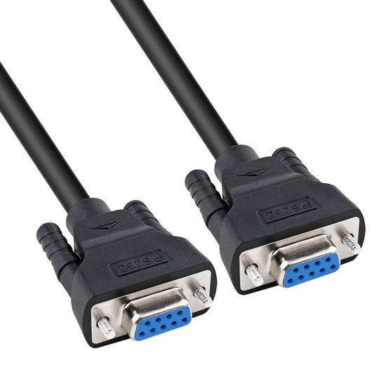 Picture of DTECH 6 ft RS232 Serial Cable Female to Female 9 Pin Straight Through (Black, 2 Meters)