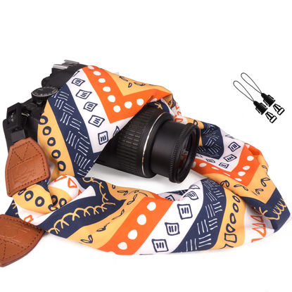 Picture of Elvam Universal Men and Women Scarf Camera Strap Belt Compatible with DSLR, SLR, Instant,Digital Camera - orange pattern