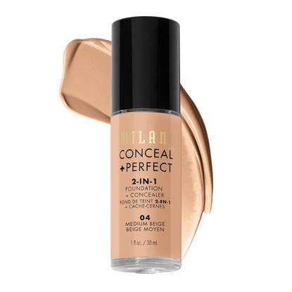 Picture of Milani Conceal + Perfect 2-in-1 Foundation + Concealer - Medium Beige (1 Fl. Oz.) Cruelty-Free Liquid Foundation - Cover Under-Eye Circles, Blemishes & Skin Discoloration for a Flawless Complexion