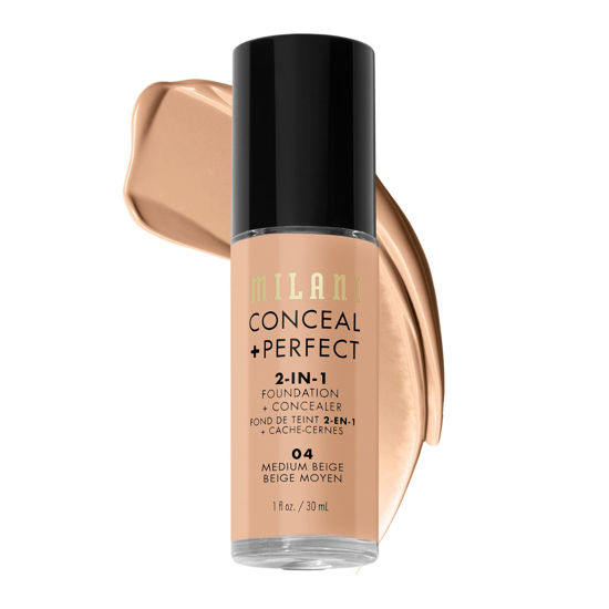 Picture of Milani Conceal + Perfect 2-in-1 Foundation + Concealer - Medium Beige (1 Fl. Oz.) Cruelty-Free Liquid Foundation - Cover Under-Eye Circles, Blemishes & Skin Discoloration for a Flawless Complexion