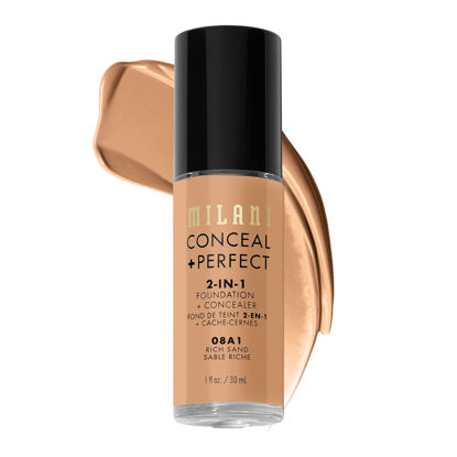 Picture of Milani Conceal + Perfect 2-in-1 Foundation + Concealer - Rich Sand (1 Fl. Oz.) Cruelty-Free Liquid Foundation - Cover Under-Eye Circles, Blemishes & Skin Discoloration for a Flawless Complexion