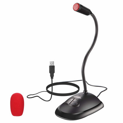 Picture of USB Computer Microphone, Plug&Play Cardioid Condenser PC Laptop Mic, On/Off and Mute Buttons with LED Indicator, Compatible with Windows/Mac, Ideal for YouTube,Zoom,Recording,Games (6ft)