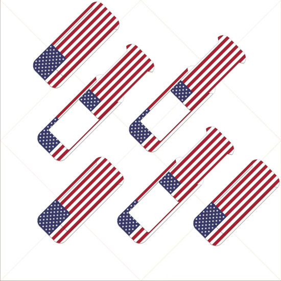 Picture of Laptop Camera Cover Slide, Webcam Cover Slide, Ultra-Thin, US Flag Pattern Design, 6 Pack Apply to Laptop, Tablet, MacBook Camera Cover Slide Protect Your Privacy (USA Flag & 6-Pack)