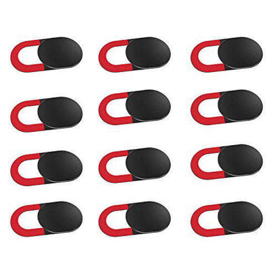 Picture of COOLOO Webcam Cover,12-Pack Ultra Thin Design Webcam Cover Slide for Laptop, PC, MacBook Pro, iPhone, iMac, iPad, Smartphone, Protect Your Privacy and Security Digital Sliding Covers - Red Black